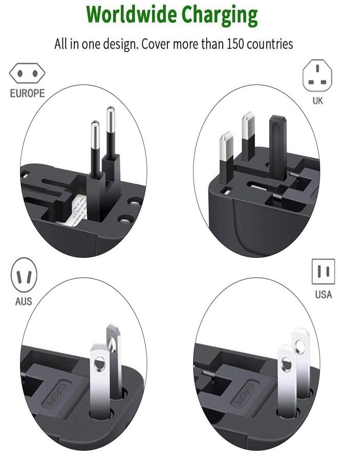 fizzytech Universal Travel Adapter with 6A AC Socket | International All-in-One Plug for 180+ Countries (US, UK, EU, AUS) | Universal AC Converter for Mobile, Laptop & Gadgets -Black - Image 2