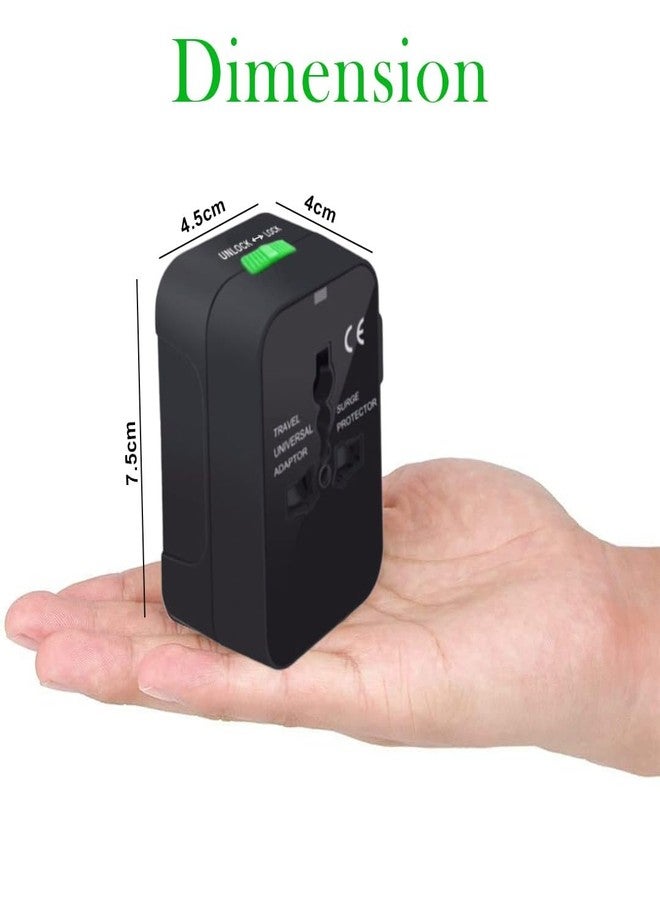 fizzytech Universal Travel Adapter with 6A AC Socket | International All-in-One Plug for 180+ Countries (US, UK, EU, AUS) | Universal AC Converter for Mobile, Laptop & Gadgets -Black - Image 4
