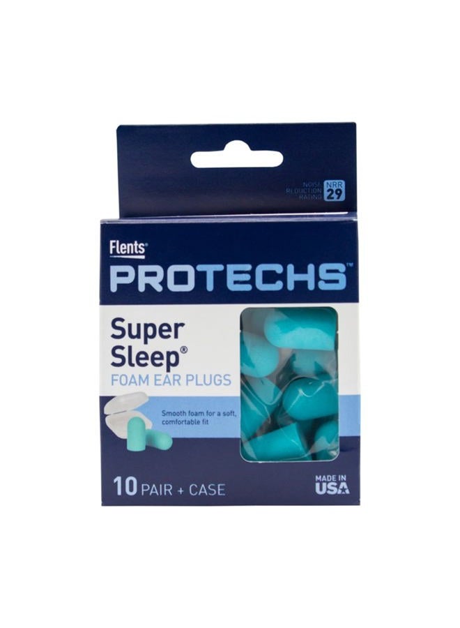 Flents Super Sleep Comfort Foam Ear Plugs/Earplugs | 10 Pair | Case Included | NRR 29 | Made in The USA - Image 1