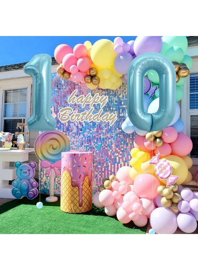TONIFUL 40 Inch Light Blue Large Numbers Balloons 0-9, Number 0 Digital, Blue Foil Mylar Big Number Pastel Balloons for Birthday Party Anniversary Supplies - Image 3