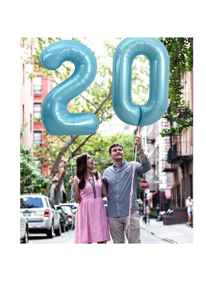 TONIFUL 40 Inch Light Blue Large Numbers Balloons 0-9, Number 0 Digital, Blue Foil Mylar Big Number Pastel Balloons for Birthday Party Anniversary Supplies - Image 4