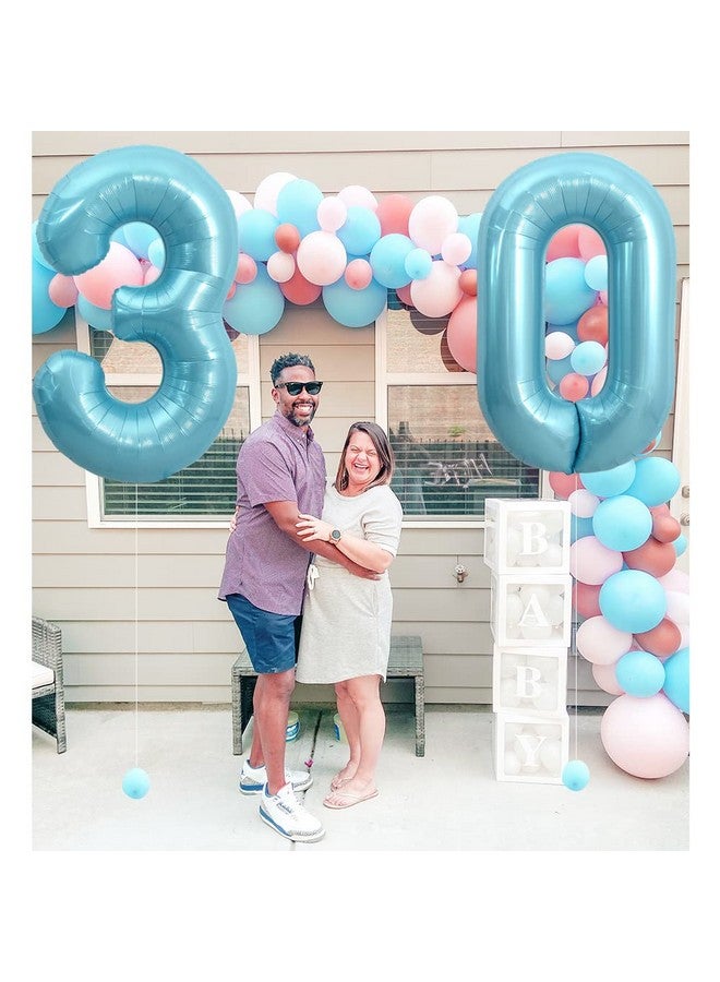 TONIFUL 40 Inch Light Blue Large Numbers Balloons 0-9, Number 0 Digital, Blue Foil Mylar Big Number Pastel Balloons for Birthday Party Anniversary Supplies - Image 5
