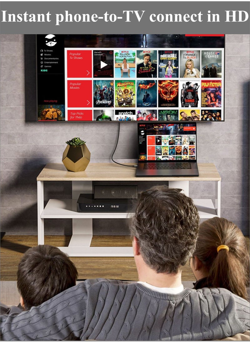 يوآ كابل من النوع C إلى HDMI 2.0 | الرياضة 8K/HD/2K، متوافقة مع الهاتف المحمول/الكمبيوتر المحمول/الكمبيوتر/iPad/Android/ios/Samsung/جهاز العرض - 2M  - Image 2