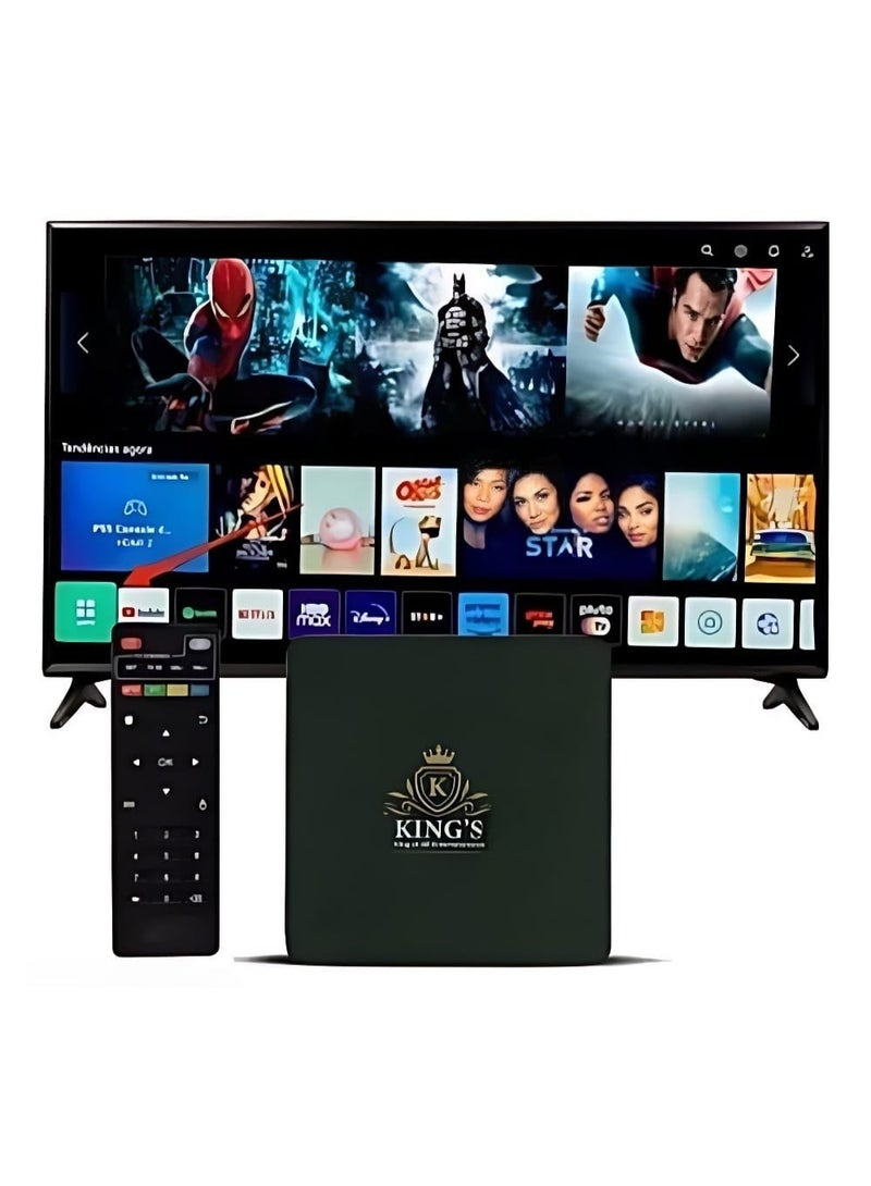 kings Android TV Channel Box, IPTV Box, All Live Channels  &  All Languages | Sports | Series | Movies, Special Edition, 32 RAM & 512GB ROM Storage, 14K Ultra HD, Android 14, 5G & 4G WiFi Network,  HDMI & USB - Image 1