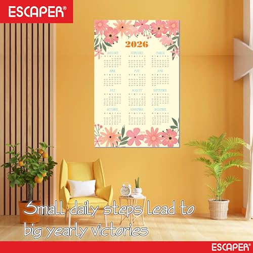 ESCAPER Wall Calendar 2026 – 12 x 18 Inch, Laminated 300 GSM Paper, Easy-to-Stick, Durable & Stylish Yearly Planner for Home, Office & Gift for Family or Colleagues - Image 5