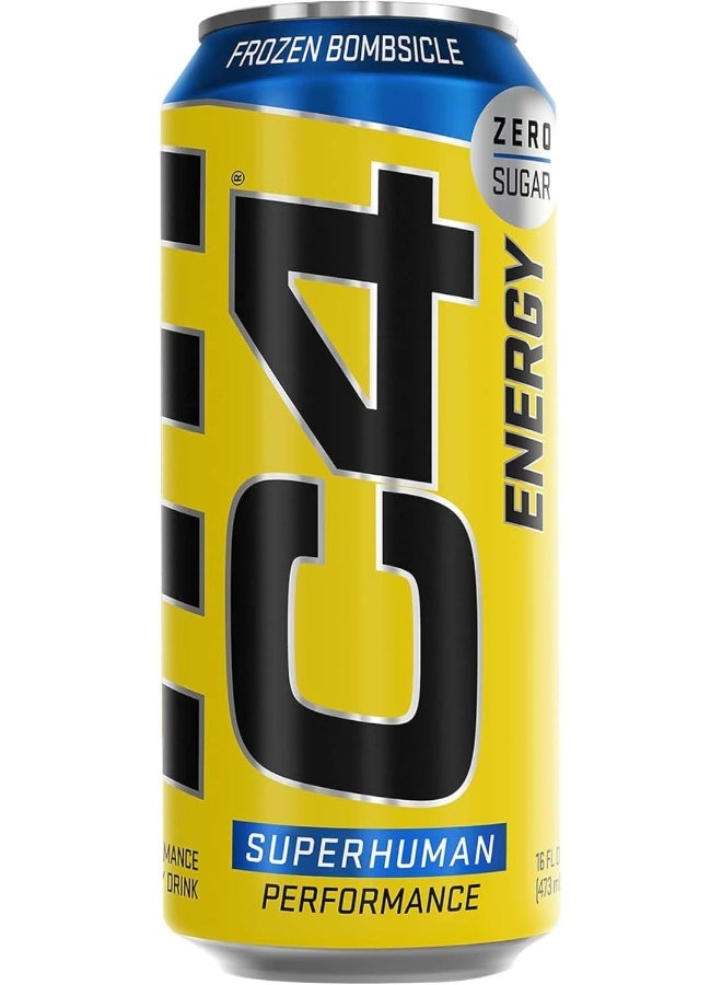 CELLUCOR C4 Pre Workout Energy Drink With Beta-Alanine, Zero Sugar, Carbonated Drink for Strength & Endurance, Frozen Bombsicle Flavor – 12 Pack (500ml) - Image 2