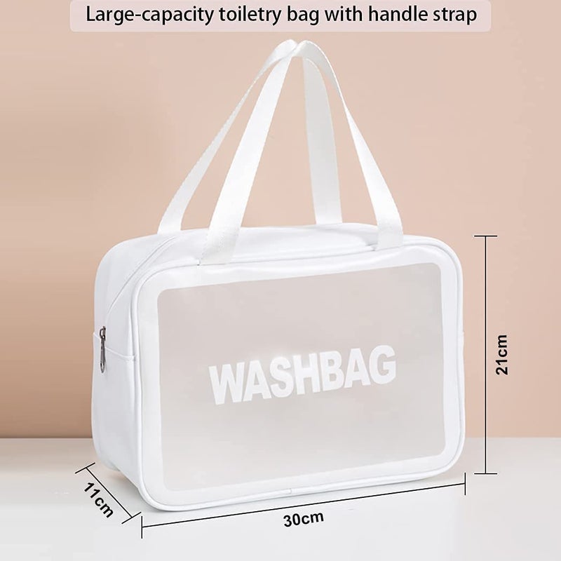 ERHETUS Multi-Functional Large Makeup Pouch for Women | Waterproof PVC Cosmetic Bags for Girls | Toiletry Storage Wash Bag | Travel Organizer for Bath Accessories & Grooming Kit - White (30*21*11 CM) - Image 3