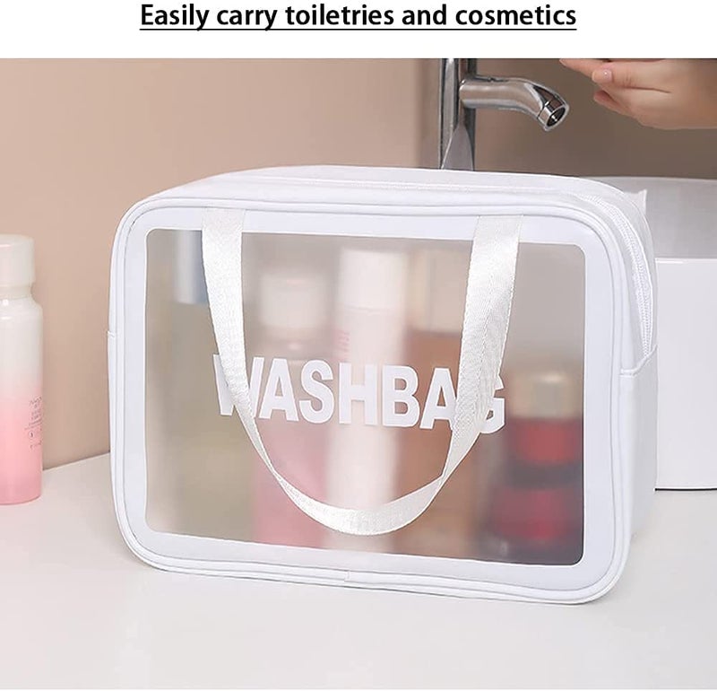 ERHETUS Multi-Functional Large Makeup Pouch for Women | Waterproof PVC Cosmetic Bags for Girls | Toiletry Storage Wash Bag | Travel Organizer for Bath Accessories & Grooming Kit - White (30*21*11 CM) - Image 5