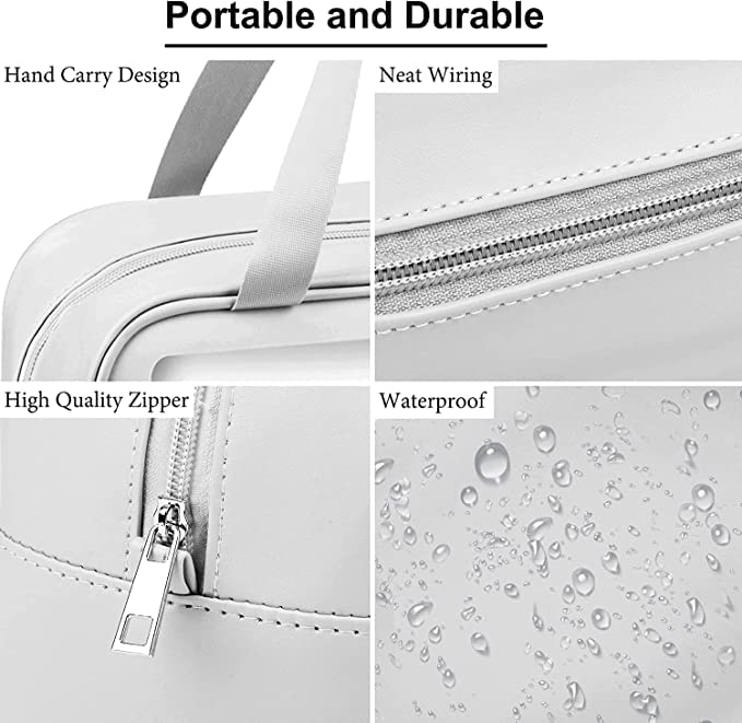 ERHETUS Multi-Functional Large Makeup Pouch for Women | Waterproof PVC Cosmetic Bags for Girls | Toiletry Storage Wash Bag | Travel Organizer for Bath Accessories & Grooming Kit - White (30*21*11 CM) - Image 4