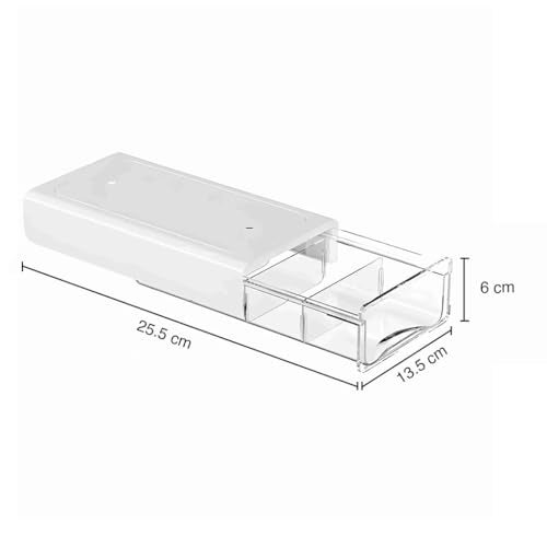 oddpod™ Acrylic Under The Table Hidden Drawer with Detachable Partitions/Pull-out Transparent Desk Organizer Tray for Home & Office - White (Small) - Image 3