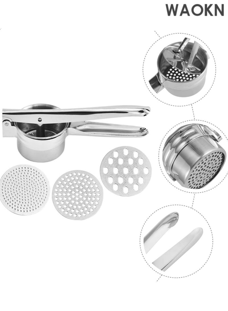 دبليو أيه أو كي أن هراسة بطاطس 3 في 1 قابلة للفصل ومكبس يدوي - هرس خضروات من الفولاذ المقاوم للصدأ عالي التحمل بمقبض غير قابل للانزلاق - أداة مطبخ محمولة لعصر البطاطس وهرسها وأطعمة الأطفال - سهلة التنظيف والحمل - Image 3