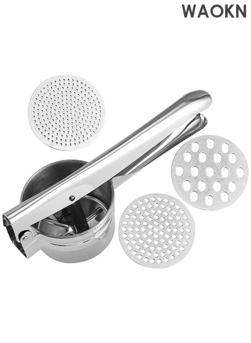 دبليو أيه أو كي أن هراسة بطاطس 3 في 1 قابلة للفصل ومكبس يدوي - هرس خضروات من الفولاذ المقاوم للصدأ عالي التحمل بمقبض غير قابل للانزلاق - أداة مطبخ محمولة لعصر البطاطس وهرسها وأطعمة الأطفال - سهلة التنظيف والحمل - Image 1