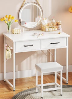 Sharpdo Modern Vanity table, Dressing Table with Double Drawer Storage, Multifunctional makeup table (no chair)  - Image 1