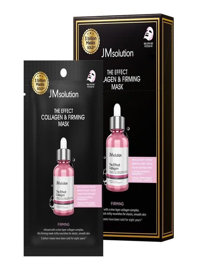 JMsolution The Effect Collagen & Firming Sheet Mask (10 Sheets) | 9 Types of Collagen | Skin Elasticity Tested | Vegan-Certified K-Beauty Face Mask - Image 1
