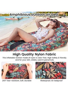 FLYROAD Inflatable Lounger, Ultralight Portable Ergonomic Beach Bed Air Sofa Couch Waterproof Anti-Air Leaking for Indoor Outdoor Hiking Camping Traveling, No Pump Required (Red)  - Image 2