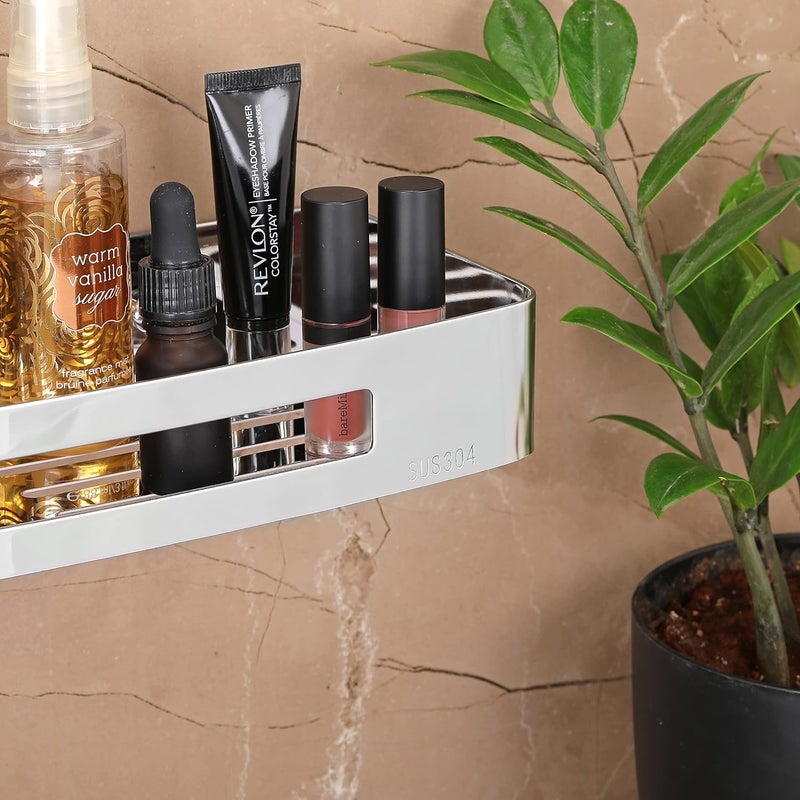 FORTUNE Premium 304 Grade Stainless Steel Wall Mount Shelf MultiFunctional Storage ShelfRack Bathroom Accessories Homes Hotels 12 x 5 Inch Chrome Finish Pack of 3 - Image 3