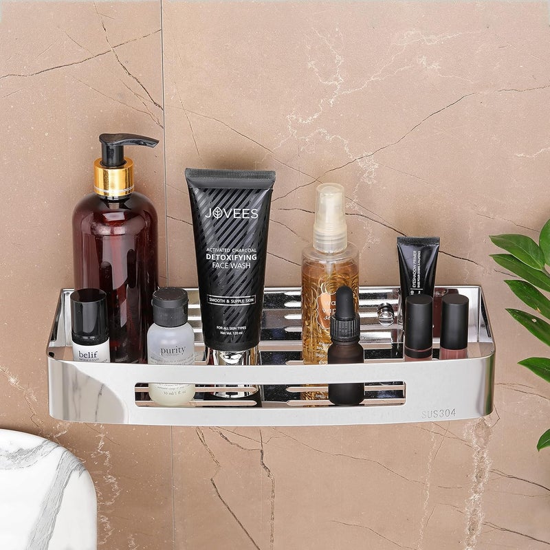 FORTUNE Premium 304 Grade Stainless Steel Wall Mount Shelf MultiFunctional Storage ShelfRack Bathroom Accessories Homes Hotels 12 x 5 Inch Chrome Finish Pack of 3 - Image 4