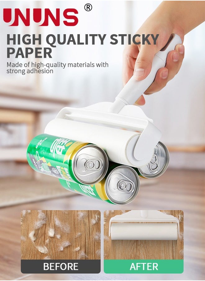 UNUNS - Sticky Lint Roller,Large Lint Rollers For Carpet Floor,49" Long Giant Lint Roller With 3 Rolls Of Replacement Paper,Long And Short Handle 2 In 1,For Removing Hair Lint Dust Fluff Clothes Sofa - Image 1