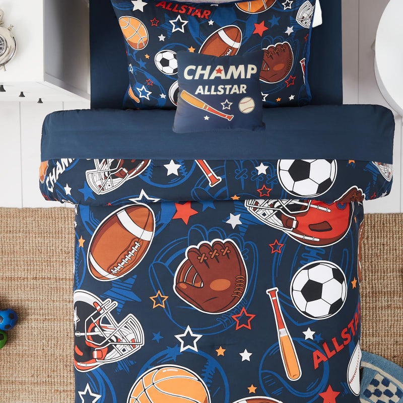 Kaleido Space Kids Comforter Set Twin Size for Boys, Glow in The Dark Ball Games Bedding Set 1 Comforter, 1 Decor Pillow, 1 Pillow Shams - Image 4