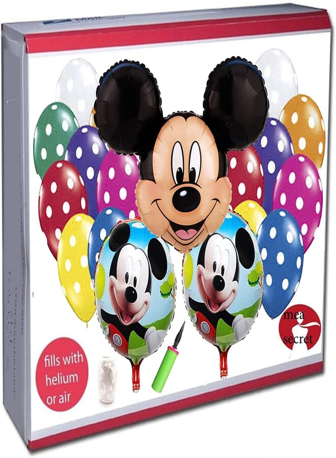 Secret mickey mouse head balloon - 20pcs polka dots multicolor latex balloon - 2pcs foil round balloon18inch - birthday party decor