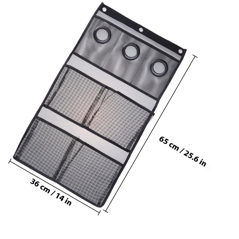 Hanging Mesh Shower Caddy Organizer with 7 Pockets Shower Curtain Rod Liner Hooks Bathroom Wall Door Organization Bathroom Accessories with 3 Rings - Image 2