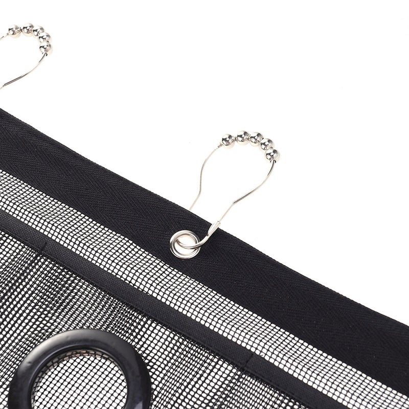 Hanging Mesh Shower Caddy Organizer with 7 Pockets Shower Curtain Rod Liner Hooks Bathroom Wall Door Organization Bathroom Accessories with 3 Rings - Image 4