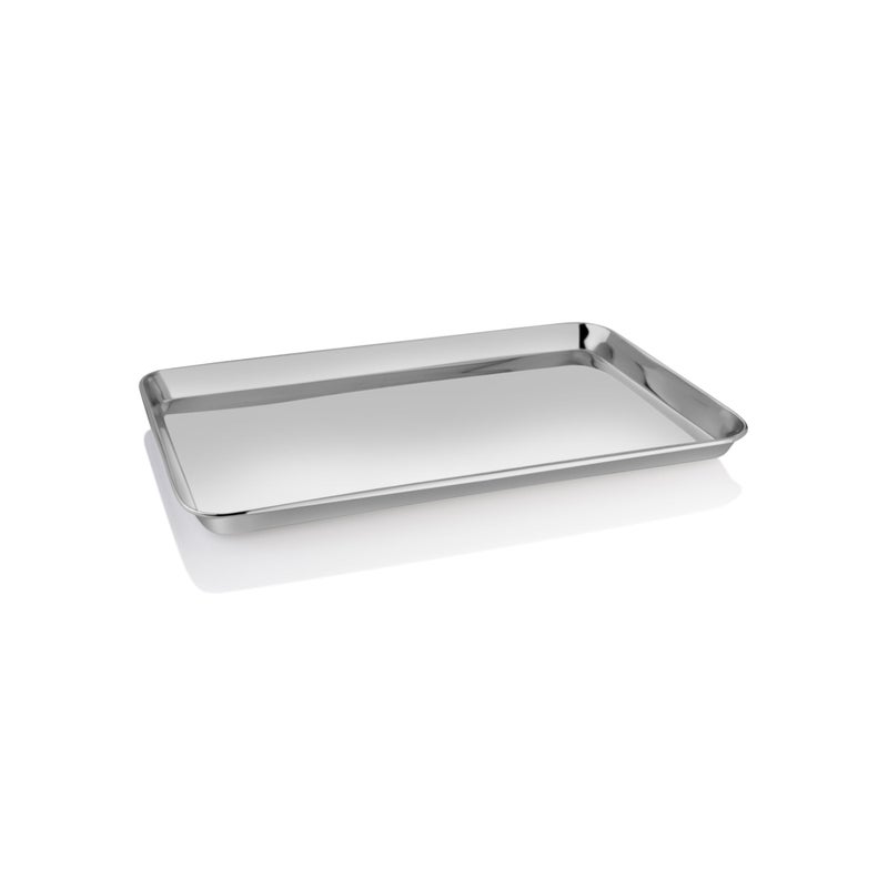 Embassy Stainless Steel Deep Tray, Rectangle | Size - 29.5x19 cm (L x B) | Serving Tray for Kitchen | Food Tray for Parties, Catering, Dining, Baking & Everyday Use | Dishwasher Safe & Easy to Clean - Image 1