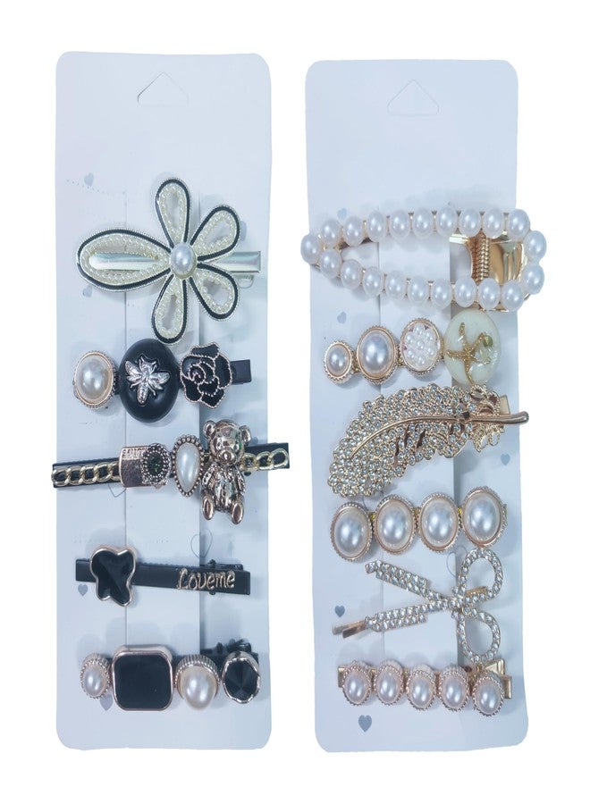 JPV 11 PCS Korean Fashion Style Pearl Rhinestone Metal Hair Clips Hair Pin Stylish Hair Accessories Jewellery For Women's And Girls - Image 5