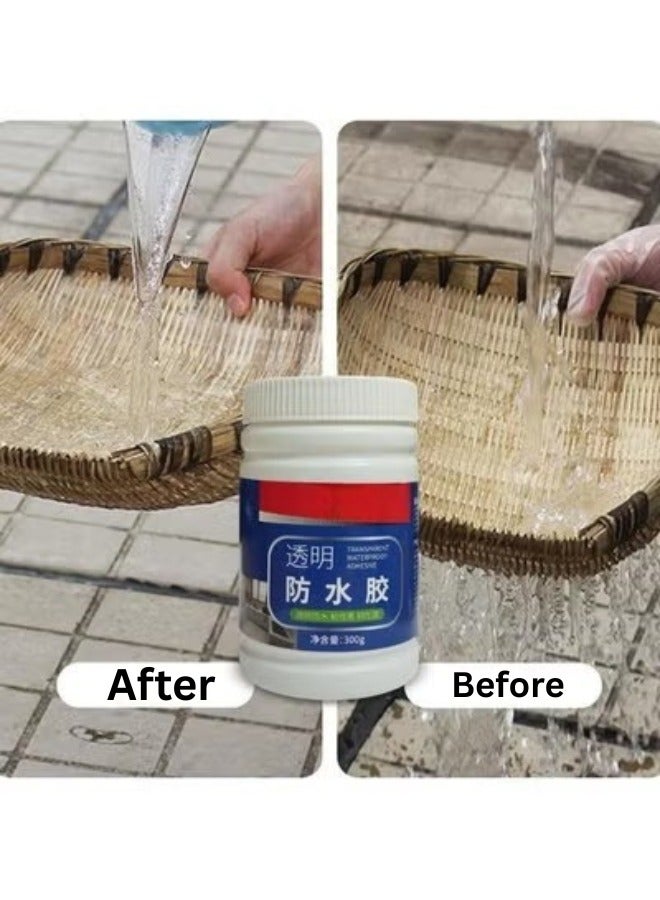 300g Clear Acrylic Paint Waterproof with Brush, Multipurpose Waterproof Adhesive, Waterproof Paint for Sealing Ceiling, Filling Cracks, Gaps, Walls and Tiles - Image 2