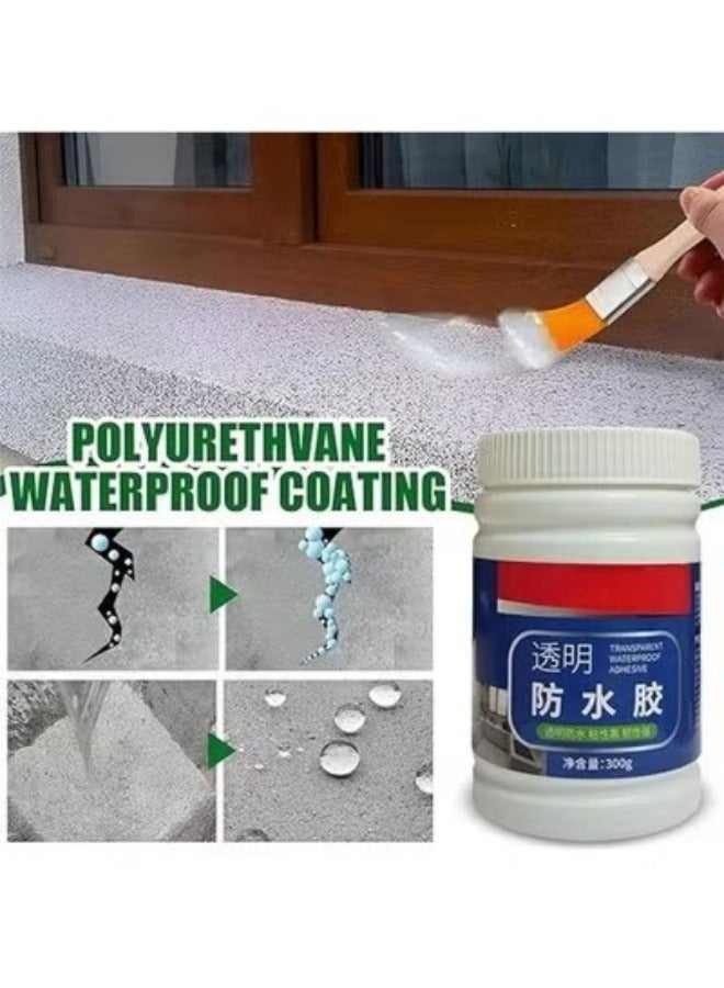 300g Clear Acrylic Paint Waterproof with Brush, Multipurpose Waterproof Adhesive, Waterproof Paint for Sealing Ceiling, Filling Cracks, Gaps, Walls and Tiles - Image 4