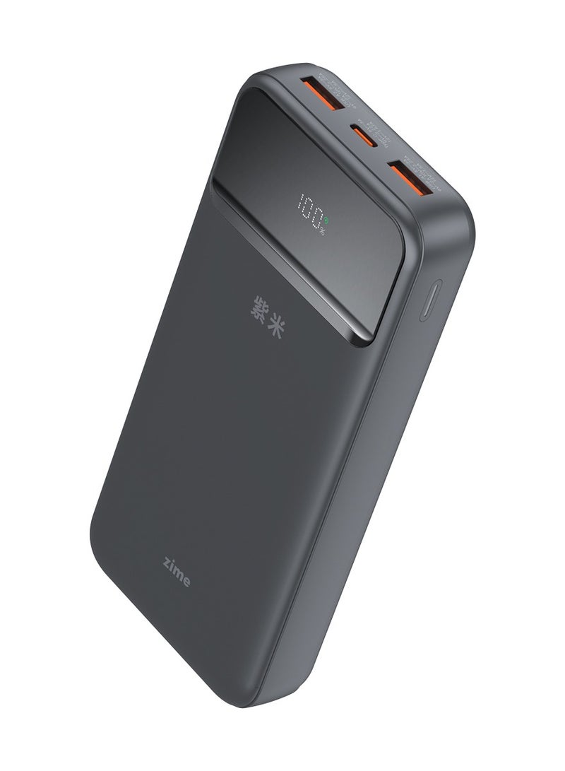 زيم بنك الطاقة zime B225، بسعة 20000 مللي أمبير وقوة قصوى 22.5 واط، شاحن محمول سريع، منفذ USB-C واحد، منفذان USB-A، بطارية احتياطية لأجهزة iPhone من سلسلة 16/15/14/13، وGalaxy، وغيرها. - Image 1
