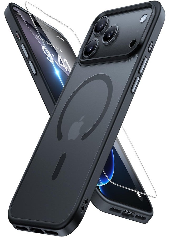 ميراكيس جراب Miracase المغناطيسي لهاتف iPhone 17 Pro Max مع واقي شاشة [متوافق مع MagSafe] جراب رفيع وخفيف الوزن، حماية فائقة بمواصفات عسكرية لهاتف iPhone 17 Pro Max، غطاء حماية 6.9 بوصة، أسود - Image 1