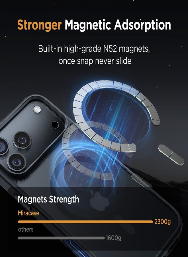 ميراكيس جراب Miracase المغناطيسي لهاتف iPhone 17 Pro Max مع واقي شاشة [متوافق مع MagSafe] جراب رفيع وخفيف الوزن، حماية فائقة بمواصفات عسكرية لهاتف iPhone 17 Pro Max، غطاء حماية 6.9 بوصة، أسود - Image 3