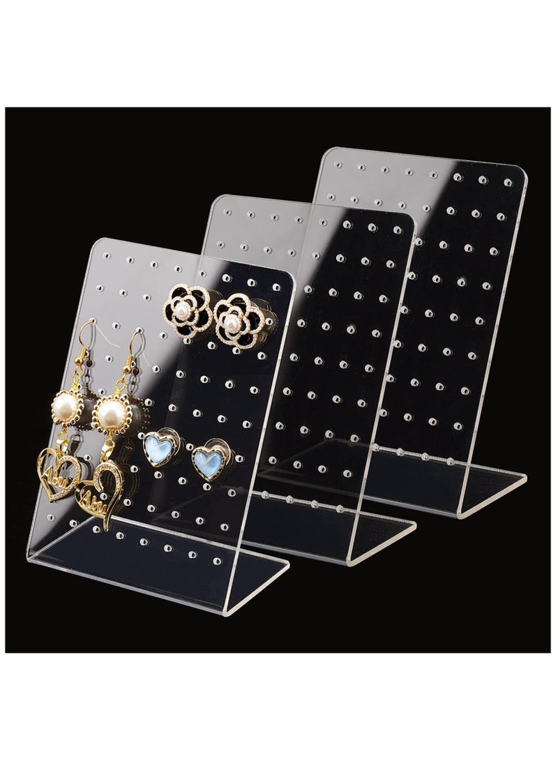 KASTWAVE Acrylic Jewelry Display Rack, 3 Pcs 72 Holes Earring Holders L-Shaped Earrings Ear Studs Display Stands Jewelry Showcase Earring Stand Organizer Jewelry Display for Retail Show Personal, Clear Style - Image 1