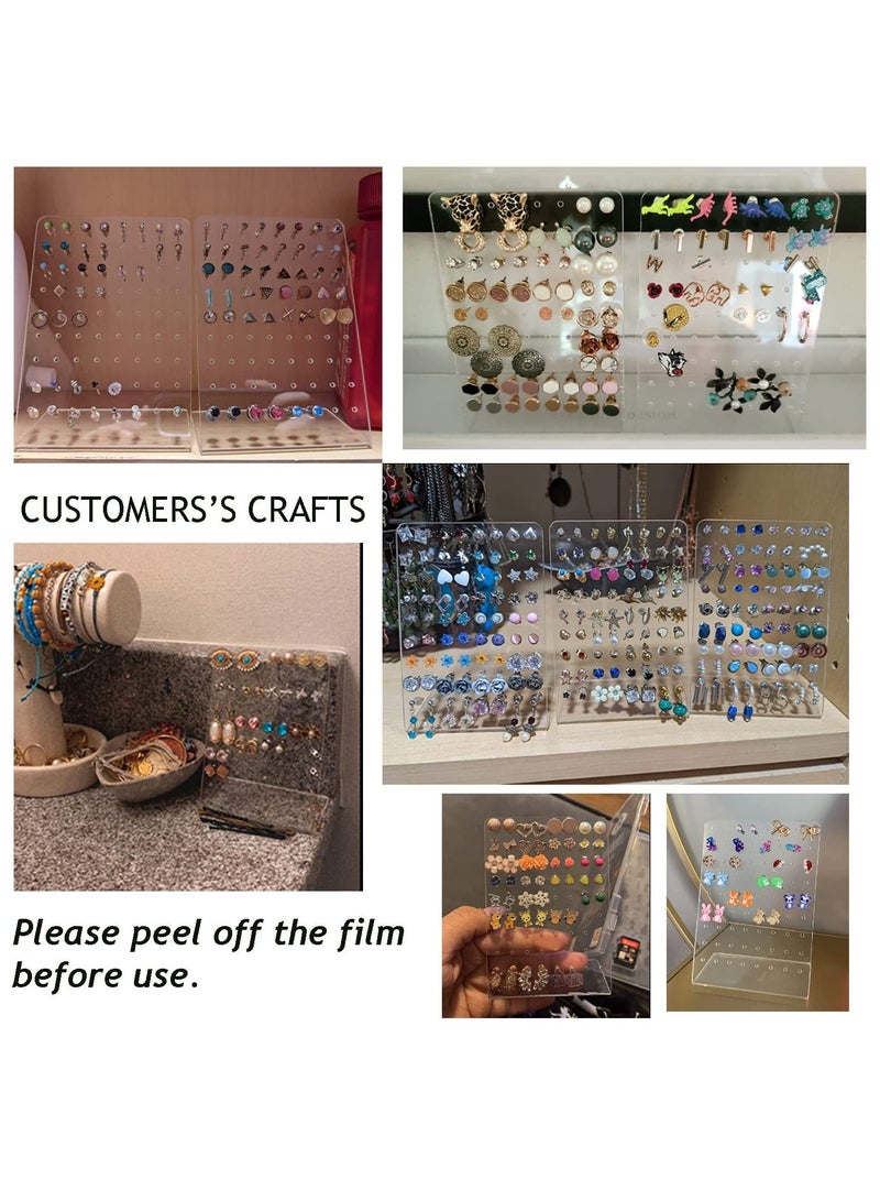 KASTWAVE Acrylic Jewelry Display Rack, 3 Pcs 72 Holes Earring Holders L-Shaped Earrings Ear Studs Display Stands Jewelry Showcase Earring Stand Organizer Jewelry Display for Retail Show Personal, Clear Style - Image 3