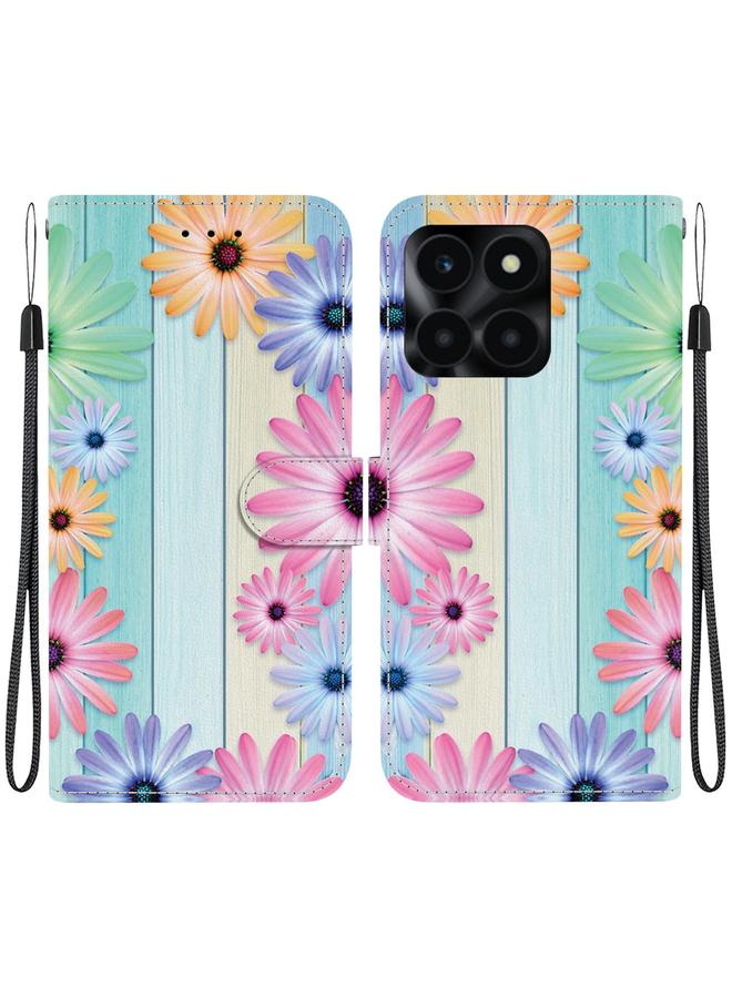 اس-توب جراب هاتف جلدي برسومات ملونة وملمس كريستالي لهاتف Honor X6a - Image 1