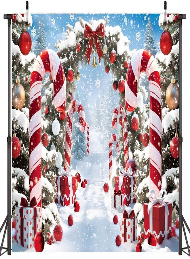 CINRAY Christmas Cane Candy Backdrop 7x5FT Winter Snow Scene Merry Christmas Photography Background Winter Xmas Holiday New Year Eve Party Decorations Photo Props - Image 2