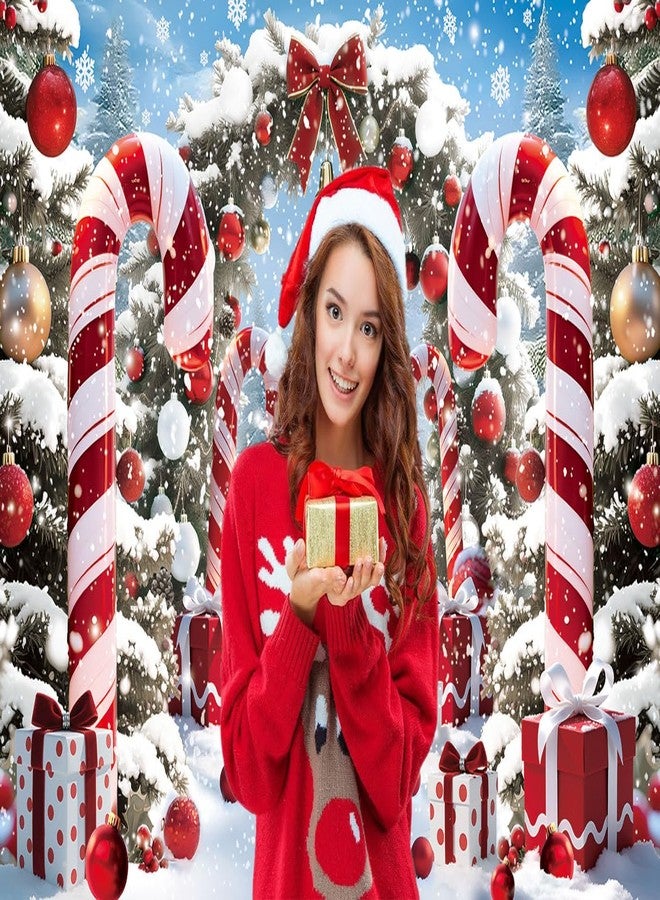 CINRAY Christmas Cane Candy Backdrop 7x5FT Winter Snow Scene Merry Christmas Photography Background Winter Xmas Holiday New Year Eve Party Decorations Photo Props - Image 4