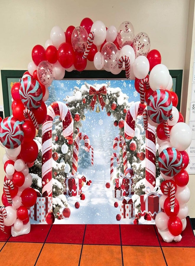 CINRAY Christmas Cane Candy Backdrop 7x5FT Winter Snow Scene Merry Christmas Photography Background Winter Xmas Holiday New Year Eve Party Decorations Photo Props - Image 3