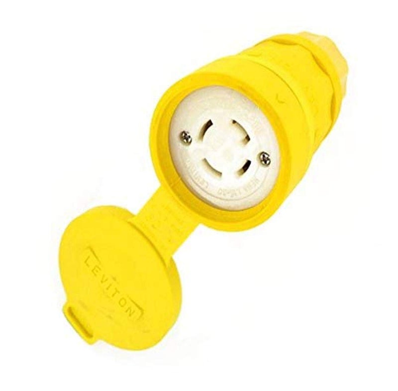 Leviton 30-Amp, 250-Volt- 3PY, Industrial Grade, Locking Connector, Grounding, Wetguard, 29W75, Yellow - Image 2