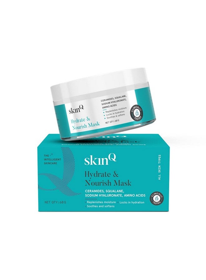 SkinQ Hydrate & Nourish Mask 60Gm Instant Nourishment In 20 Mins Ceramides & Squalane Hydrates Dry Dehydrated Skin & Improves Skin Health Gel Based & Aha Based Face Mask Women & Men - Image 1