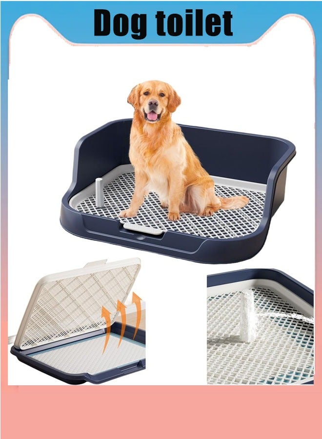 وسادة تدريب على المرحاض للكلاب، صينية مرحاض للحيوانات الأليفة، سياج قعادة الكلاب، حامل وسادة للجراء للكلاب والقطط، مع جدار حماية وعمود محاكاة قابل للإزالة يبقي الكفوف جافة ولا تسرب بساط بول الكلب - Image 1