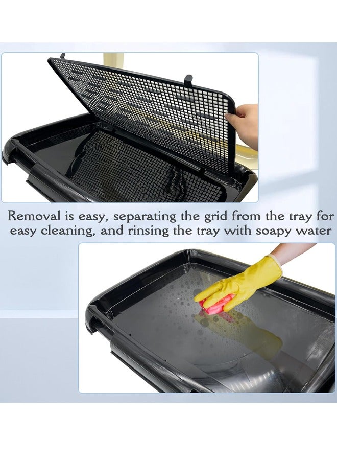 وسادة تدريب على المرحاض للكلاب، صينية مرحاض للحيوانات الأليفة، سياج قعادة الكلاب، حامل وسادة للجراء للكلاب والقطط، مع جدار حماية وعمود محاكاة قابل للإزالة يبقي الكفوف جافة ولا تسرب بساط بول الكلب - Image 4