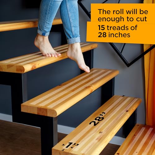 Trazon Grip Tape - Heavy Duty Anti Slip Tape Clear Outdoor/Indoor 1In*35Ft, Non Slip Roll/Stickers Easy to Cut Waterproof for Bathtub, Shower Floor, Pool, Stairs Safety Non Skid, Comfortable for Bare Foot - Image 4