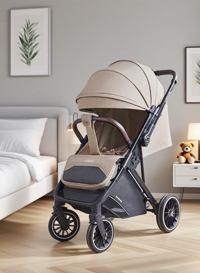 كيديليو عربة أطفال خفيفة الوزن مع مظلة مدمجة قابلة للطي ومتعددة الأوضاع مع حاجب شمس قابل للفتح والمزيد - عربة أطفال مظلة للسفر والمزيد، بيج - Image 1
