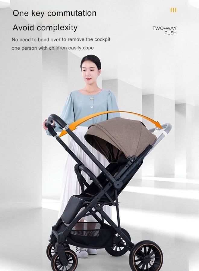 كيديليو عربة أطفال خفيفة الوزن مع مظلة مدمجة قابلة للطي ومتعددة الأوضاع مع حاجب شمس قابل للفتح والمزيد - عربة أطفال مظلة للسفر والمزيد، بيج - Image 2