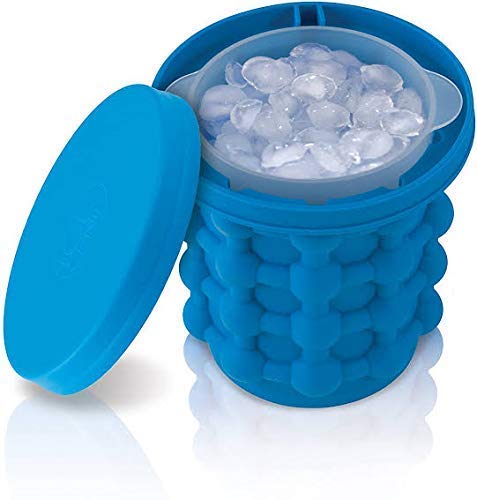 RGkJAS Silicone Reusable Silicon ICE Cube Bag Maker Cubes Ball Save Wine Gel Space Genie Bucket ICE Bucket Blue - Image 1