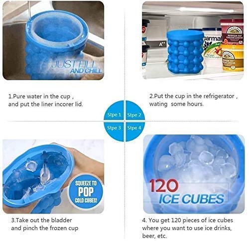 RGkJAS Silicone Reusable Silicon ICE Cube Bag Maker Cubes Ball Save Wine Gel Space Genie Bucket ICE Bucket Blue - Image 2