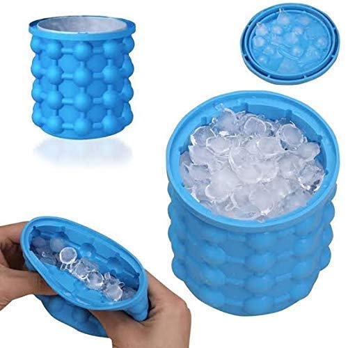 RGkJAS Silicone Reusable Silicon ICE Cube Bag Maker Cubes Ball Save Wine Gel Space Genie Bucket ICE Bucket Blue - Image 3