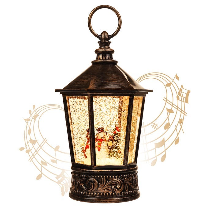 Christmas Snow Globe Swirling Glittering Christmas Lantern with Music Timer Home Christmas Table Decoration Water Glittering LanternChristmas Decorations